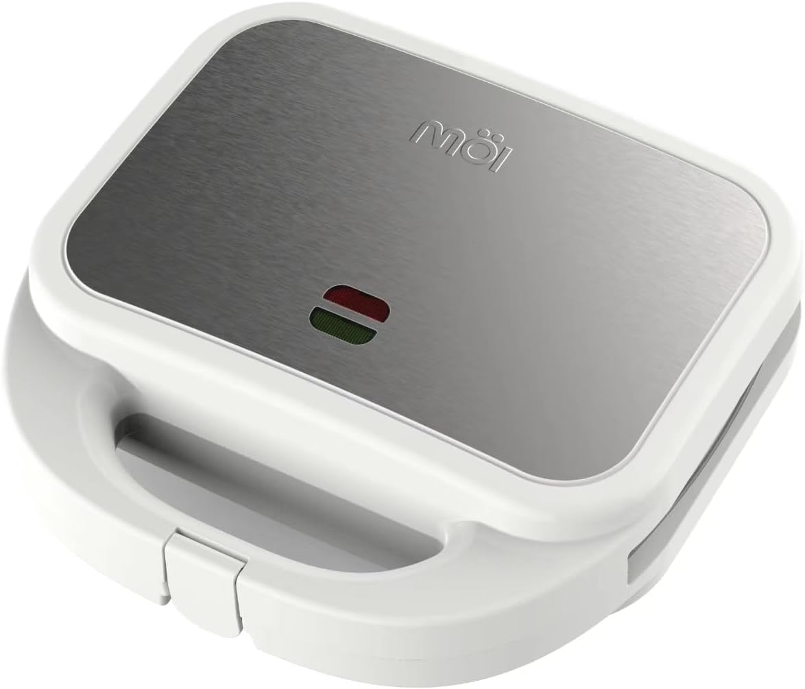 MOI Waffle & Sandwich Maker Grill - 3 in 1 Panini Press with 180° Rotary System - Panini Grill Press Sandwich Maker with Stainless Steel Surface and Non-Stick Plate Waffle Iron - 1200W
