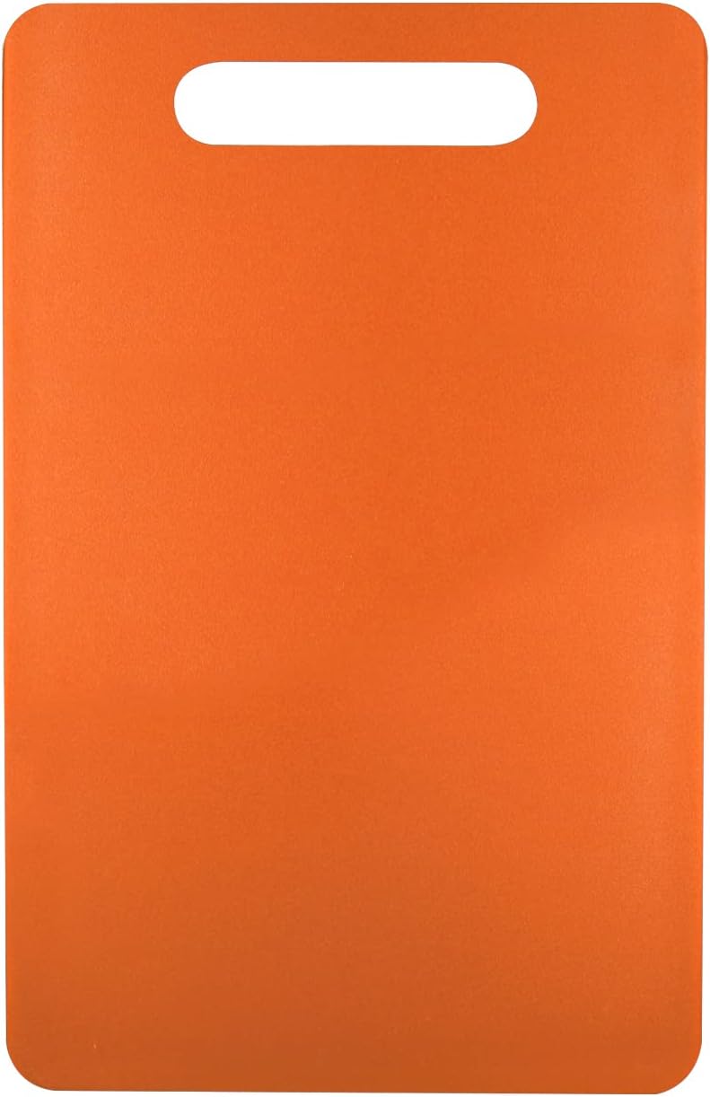 Fotouzy Plastic Utility Cutting Board with Handles, Food Safe PP Material, BPA Free, Dishwasher Safe, Thick Chopping Board, Large Size, Easy Grip Handle, for Kitchen (Orange)