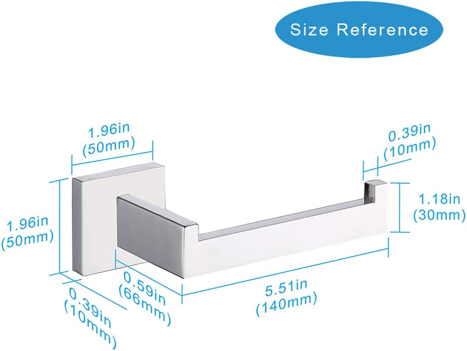 TASTOS Toilet Paper Holder Brushed Nickel 2 Pack, Toilet Tissue Roll Holders Dispenser and Hangers Wall Mounted for Bathroom & Kitchen, Stainless Steel Modern Square Style (Silver)