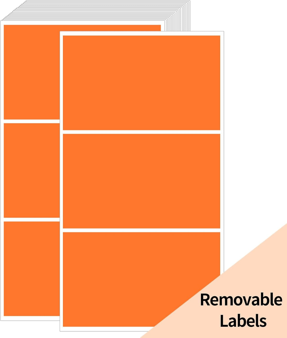 STARLIBOO Removable Colored Labels Stickers, 3X5 Inch Removable Large Label Stickers for Moving Boxes and Storage Bins- Waterproof- Tear Resistant (Orange)