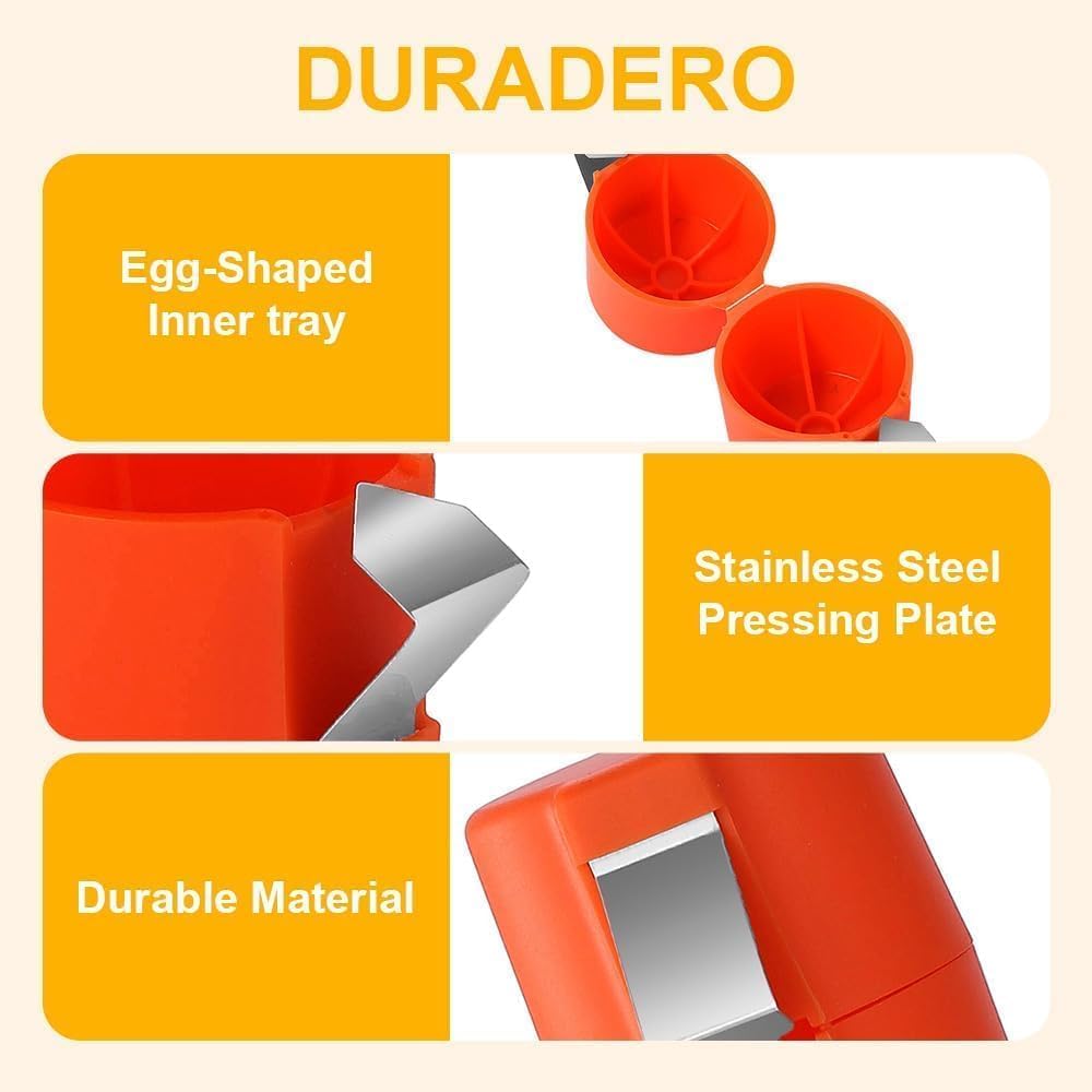 2Pcs Egg Shell Opener, 2025 New Egg Cracker Tool for Raw Eggs, Hard Boiled Egg Peeler Egg Cube Egg Separator Handheld, Stainless Steel Eggshell Breaker Egg Shell Cutter Kitchen Gadgets（Orange+Yellow）
