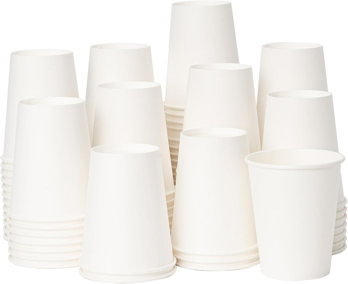 YEEHAW 8 oz 1000 Pack Disposable Paper Coffee Cups, White Hot Cups for Hot Coffee, Hot Liquid, Ideal for Cafes, Bistros, Businesses and Family
