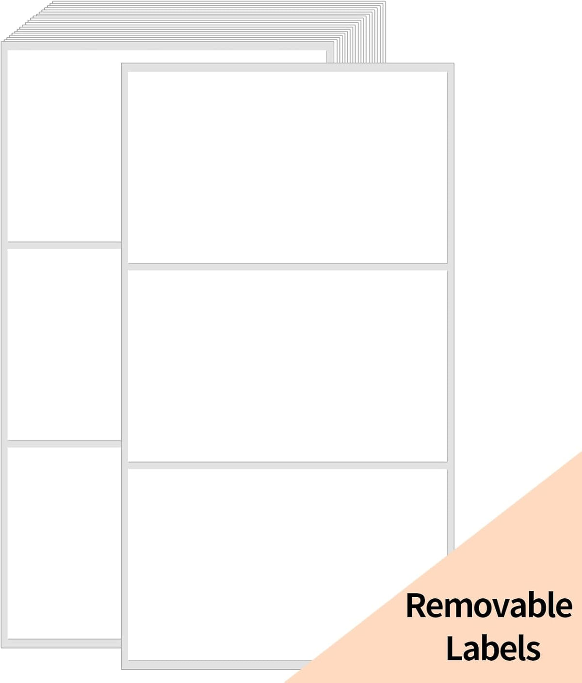 STARLIBOO Removable Colored Labels Stickers, 3X5 Inch Removable Large Label Stickers for Moving Boxes and Storage Bins- Waterproof- Tear Resistant (White)