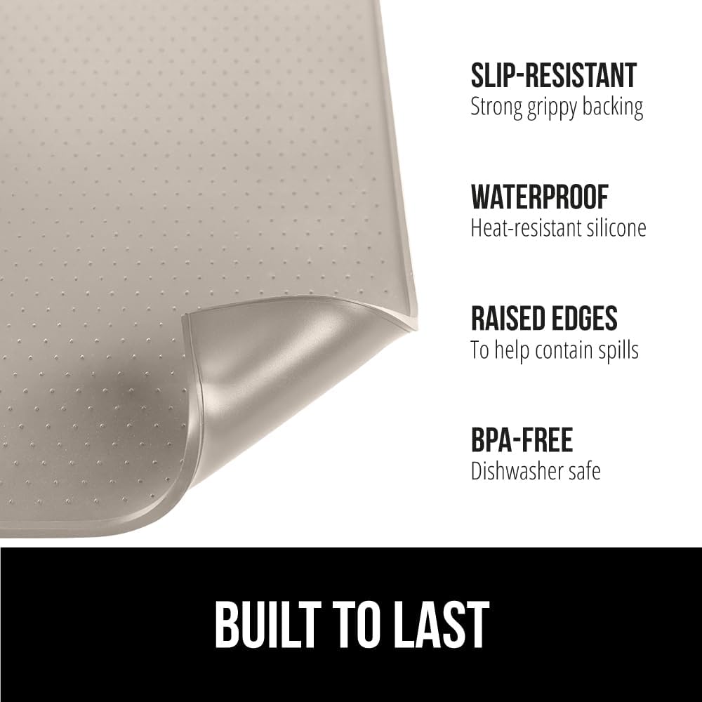 GORILLA GRIP Silicone Coffee Mat, 18x28, Espresso Drink Bar Station Accessories, Waterproof Heat-Resistant Dish Drying Mats, Stay in Place on Kitchen Counter, Home Kitchen Decor Essentials, Almond