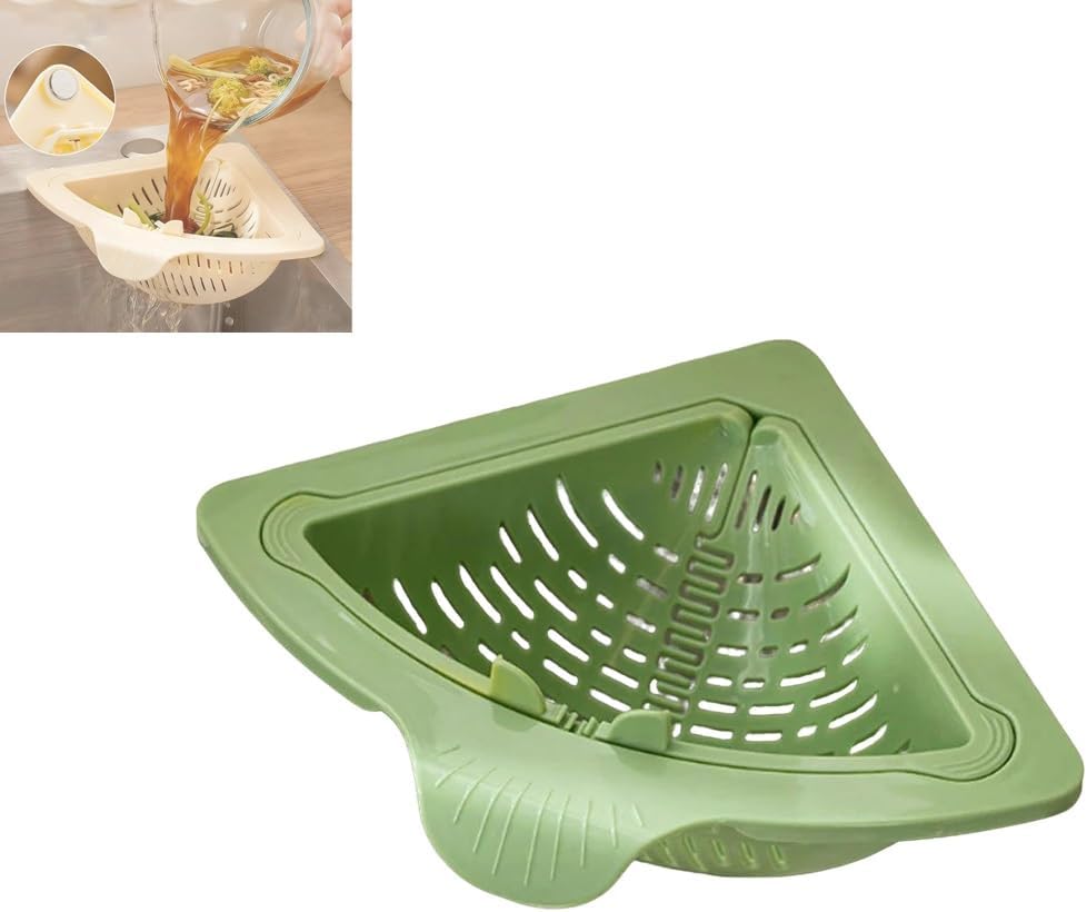 Magnetic Drainage & Filter Basket, Punch-Free Triangular Sink Strainer with Twist-Open Bottom, Strong Magnetic Fixation, Corner Kitchen Organizer for Washing Fruits & Vegetables(Color b)