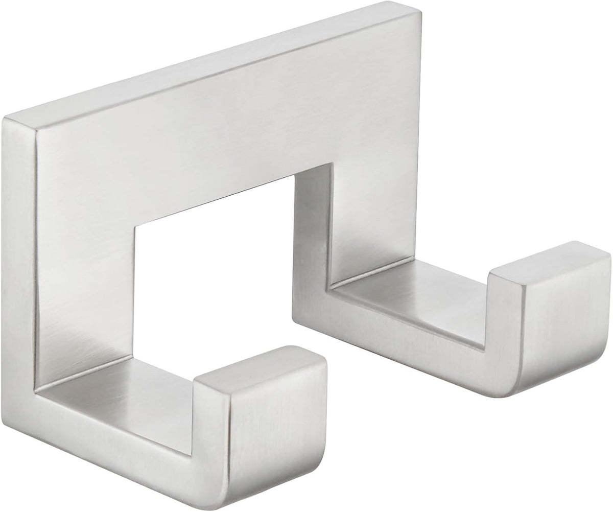 Angle Simple Double Towel Hook Brushed Nickel, 304 Stainless Steel Robe Coat Hook for Bathroom, Wall Mount