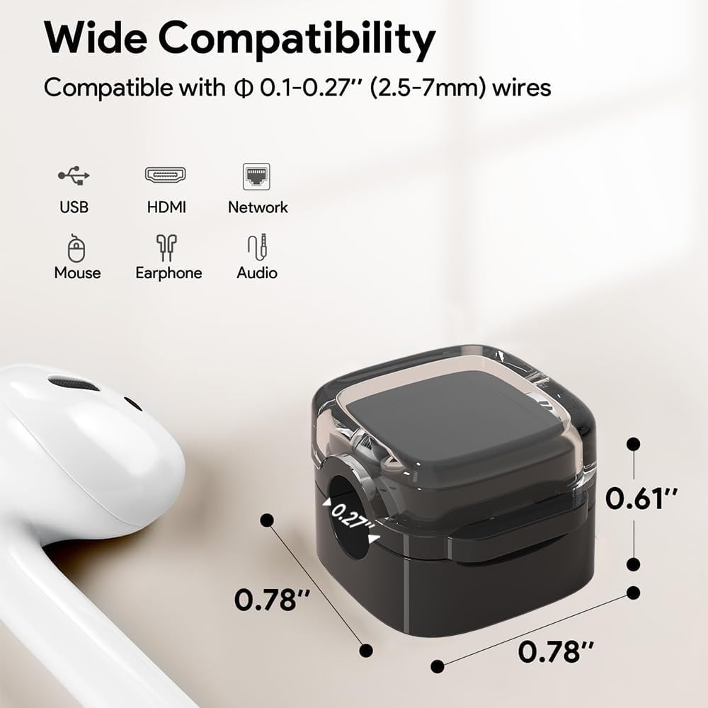 Magnetic Cable Clips, Adjustable Cord Holder Management, Adhesive Wire Keeper Organizer for Home Office Desk Phone PC Car Wall Desktop Nightstand Appliance (9-Pack Black Crystal)