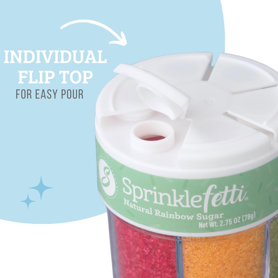 Sweets Indeed Sprinkles 6 Cell Edible Sprinkle Mix Jimmies Perfect for Cake Decorations Baking Ice Cream Cookies Cupcake Topper (Rainbow Sugar)