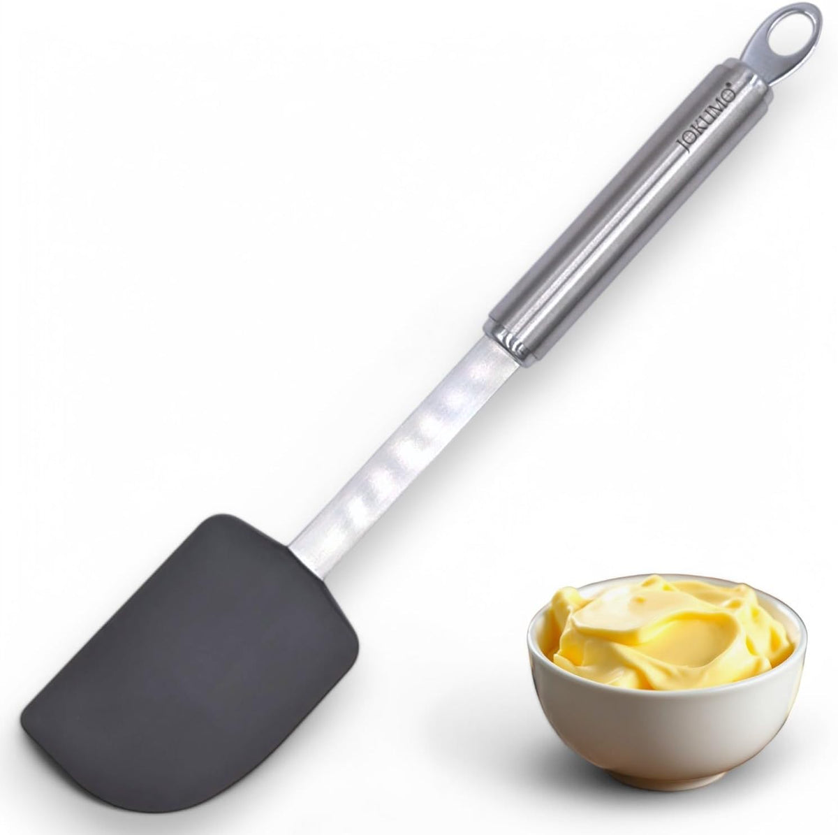 Silicone Spatula with Ergonomic Tube Handle - 18/10 Stainless Steel, Non-Stick, 428°F Heat-Resistant Scraper for Mixing, Baking & Cooking - BPA-Free, Dishwasher Safe
