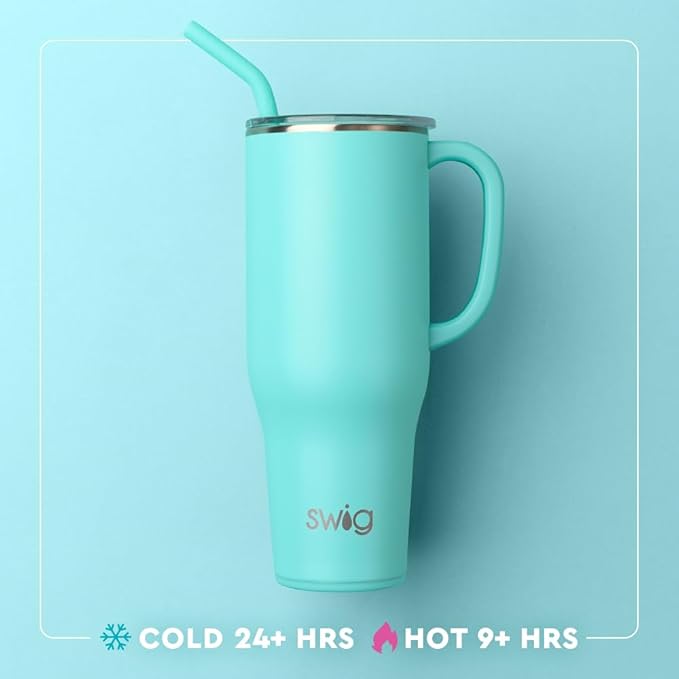 Swig Life 40oz Mega Mug, 40 oz Tumbler with Handle and Straw, Cup Holder Friendly, Dishwasher Safe, Extra Large Insulated Tumbler, Stainless Steel (Christmas Crew)