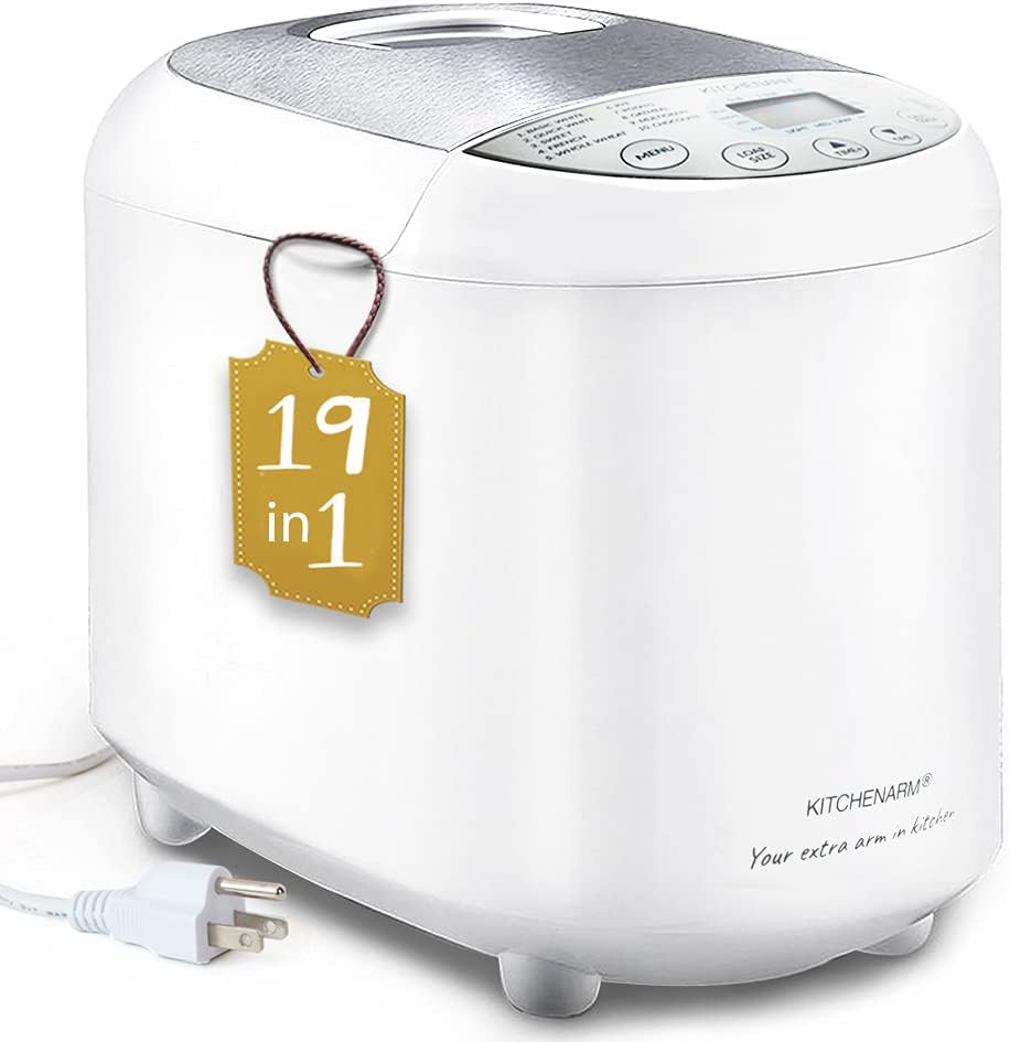 KITCHENARM 19-in-1 HANDY Bread Machine with Homemade Cycle and Gluten Free Setting - Beginner Friendly 2LB 1.5LB 1LB White Bread Maker Machine with Recipes and Delay Timer