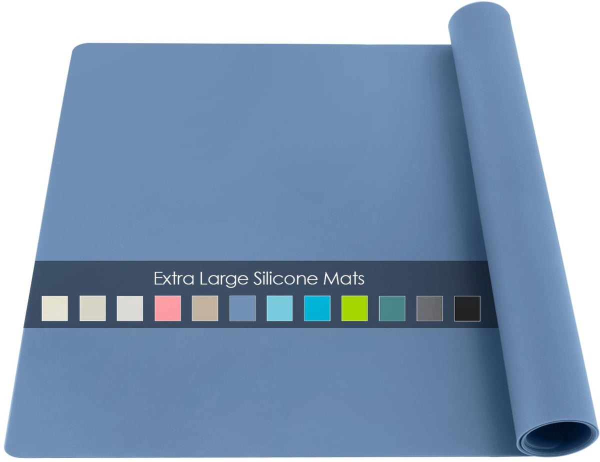 Extra Large Silicone Craft Mat for Kids, Large Silicone Sheet for Crafts, Kitchen Non-Stick Baking Mat Blue Gray, Heat Resistant Countertop Mat, Waterproof Placemat, Multipurpose Mat 23.6''x15.75''