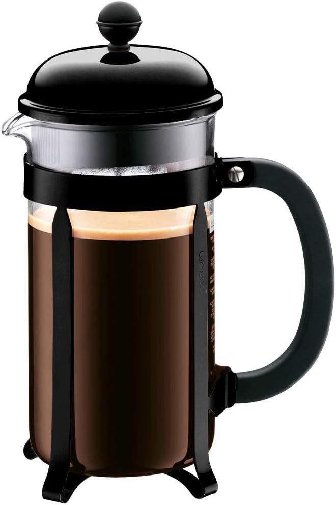 Bodum 34oz Chambord French Press Coffee Maker, High-Heat Borosilicate Glass, Stainless Steel, Black – Made in Portugal