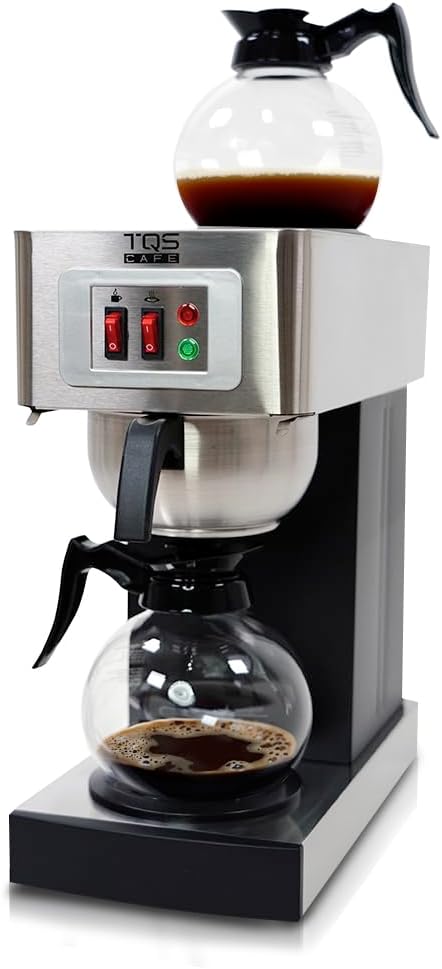 12-Cup Commercial Coffee Maker Stainless Steel - Double Coffee Machine for Office, Restaurant, Industrial Use - 110V High Capacity Office Coffee Maker - TQS Cafe
