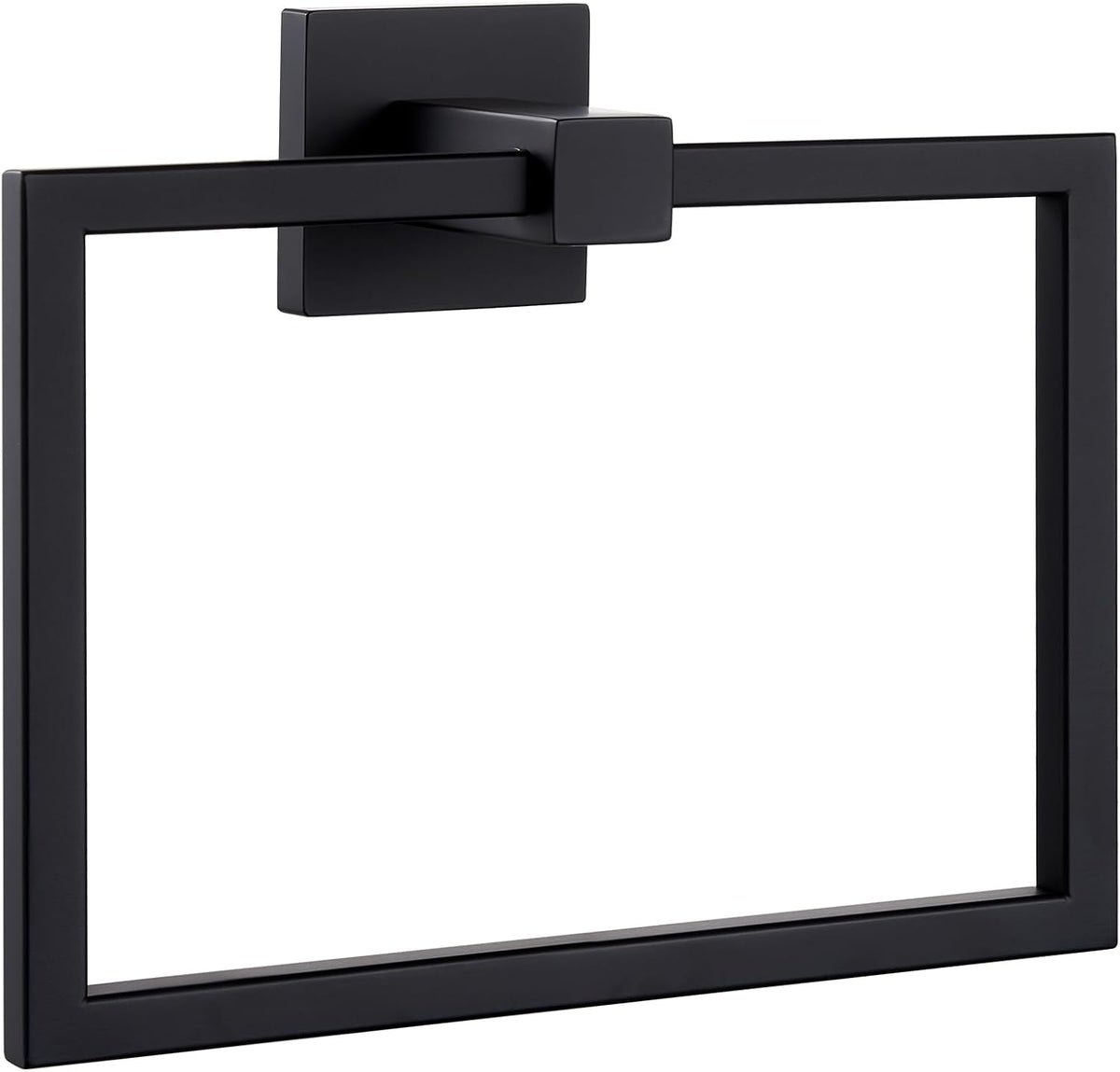 APLusee Swivel Towel Ring Matte Black, 304 Stainless Steel Square Hand Towel Holder for Bathroom Wall Mounted