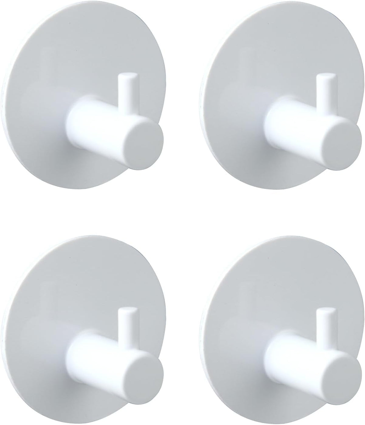 Aluminum Wall Hooks, No Drill Damage-Free Adhesive Hook, Product for Hanging Heavy Duty for Bathroom Kitchen Home (Single Round White Hook, 4)
