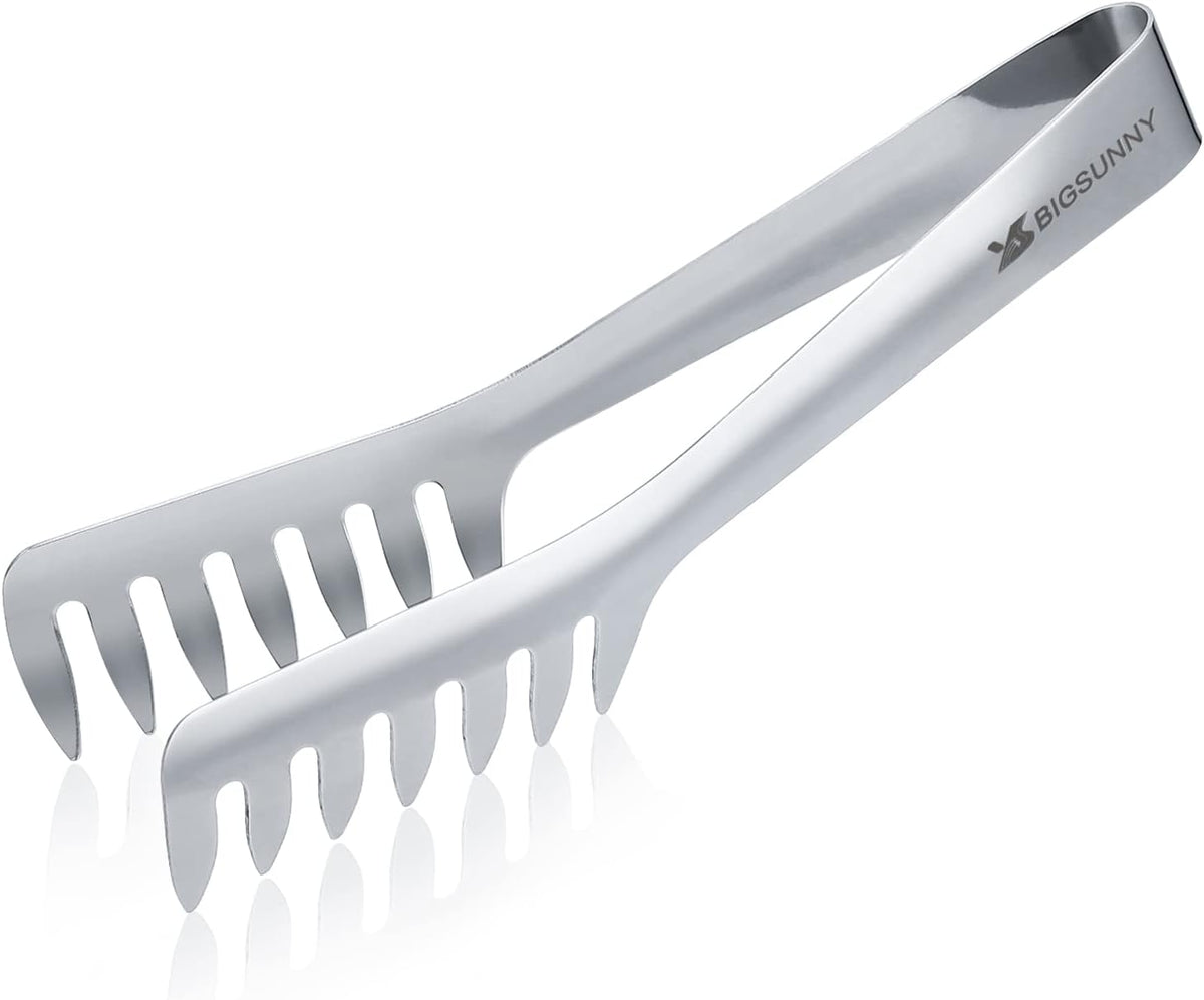 MSY BIGSUNNY Kitchen Pasta Tongs, 8" Stainless Steel Spaghetti Tongs