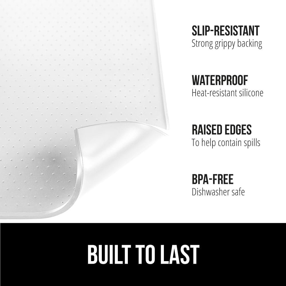 GORILLA GRIP Silicone Coffee Mat, Espresso Drink Bar Station Accessories, Use Under Machine, Waterproof Heat Resistant Multi-Use Dish Drying Mats, Stays in Place, Kitchen Home Decor, 11.5x18.5, White