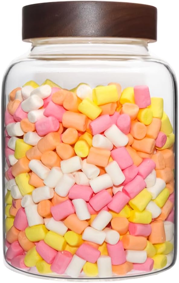 Glass Spice Jar Coffee Sugar Container Airtight Glass Jar Food Storage Canisters Bottle for Kitchen Seasoning Tea Herb Overnight Oats Bar Parfait Snacks (1800ml(60oz)-1 pack-no spoon)