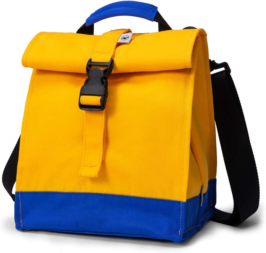 SUNNY BIRD Insulated Lunch Bag Rolltop Lunch Box Tote Lunchbox Bag for Women, Men, Boys and Girls (Yellow)