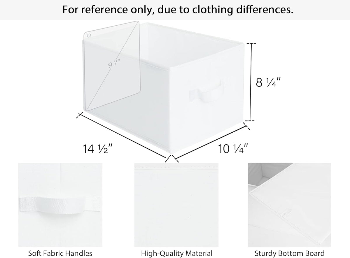 StorageWorks Storage Baskets for Shelves, Foldable Fabric Closet Storage Bins with Handles, Fabric Storage Bins Clothes Organizer, White, 3-Pack, Large