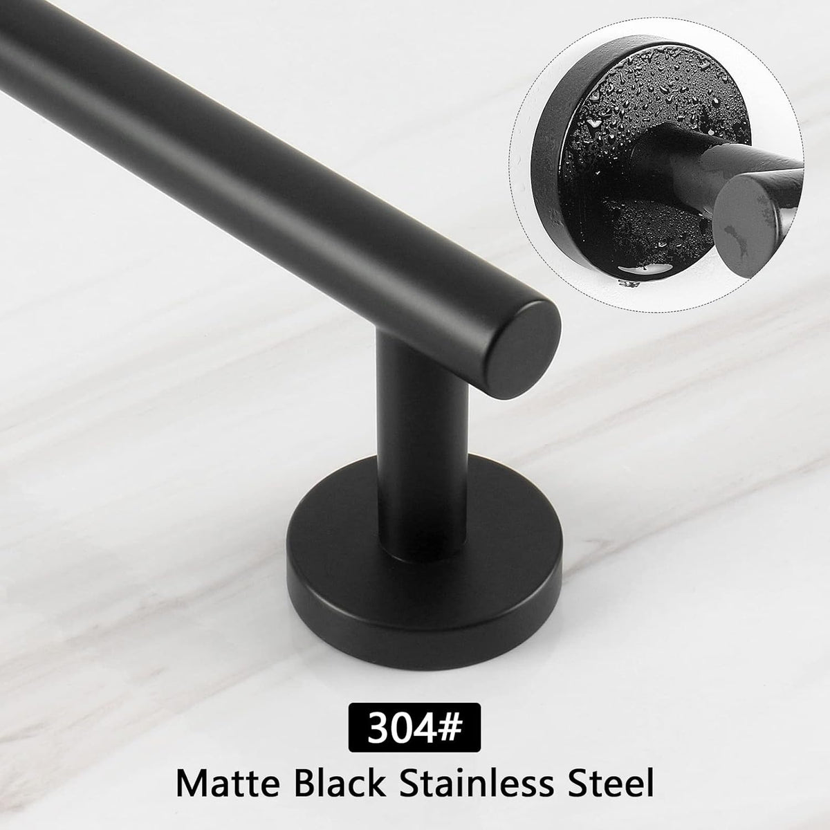 NearMoon Bath Towel Bar, Bath Accessories Thicken Stainless Steel Shower Towel Rack for Bathroom, Towel Holder Wall Mounted (1 Pack, Matte Black, 26 Inch)