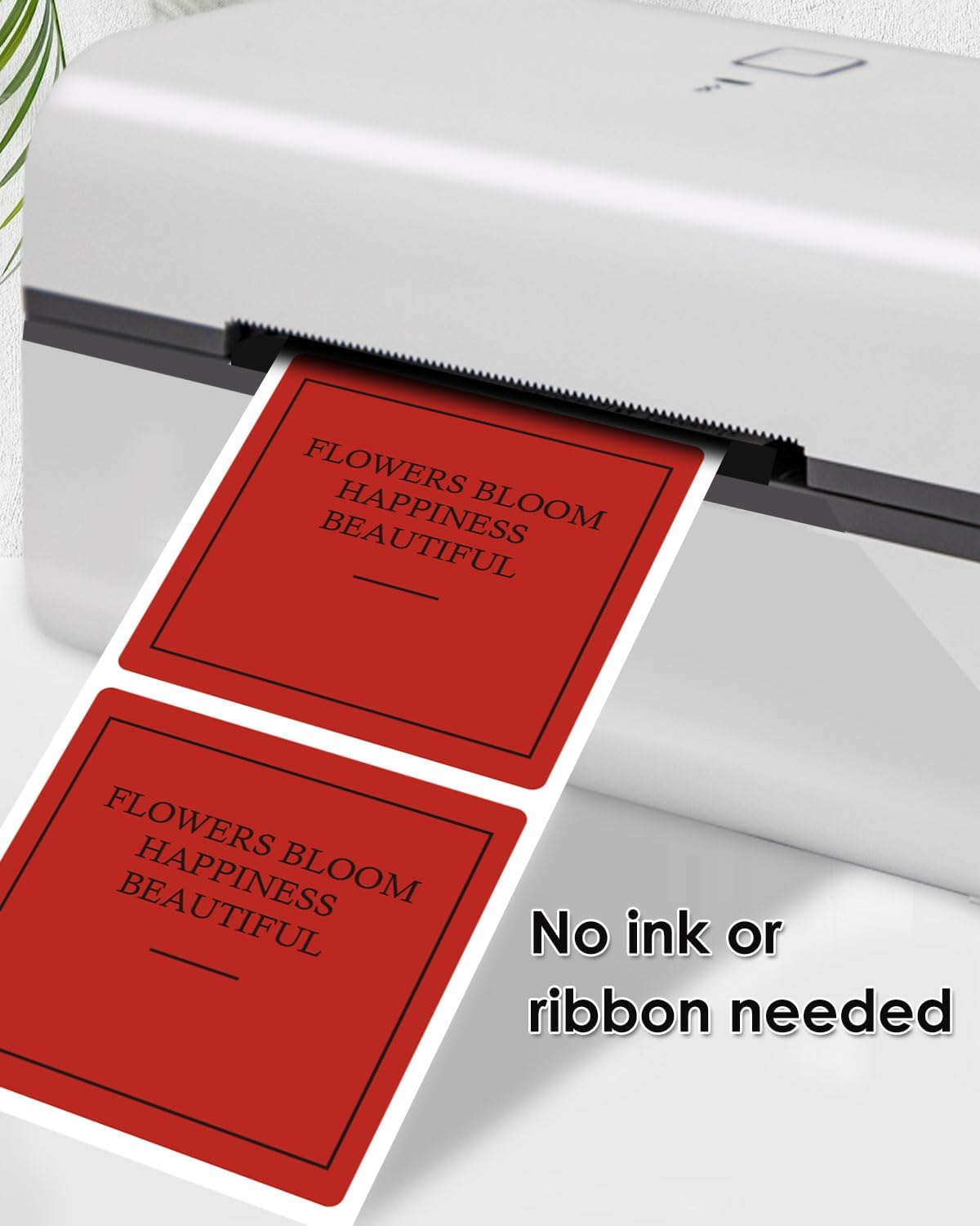 iEager Red Square Thermal Label Stickers, 2"x2" Self-Adhesive Square Direct Thermal Labels with Perforation Line, 500 Sheets/Roll