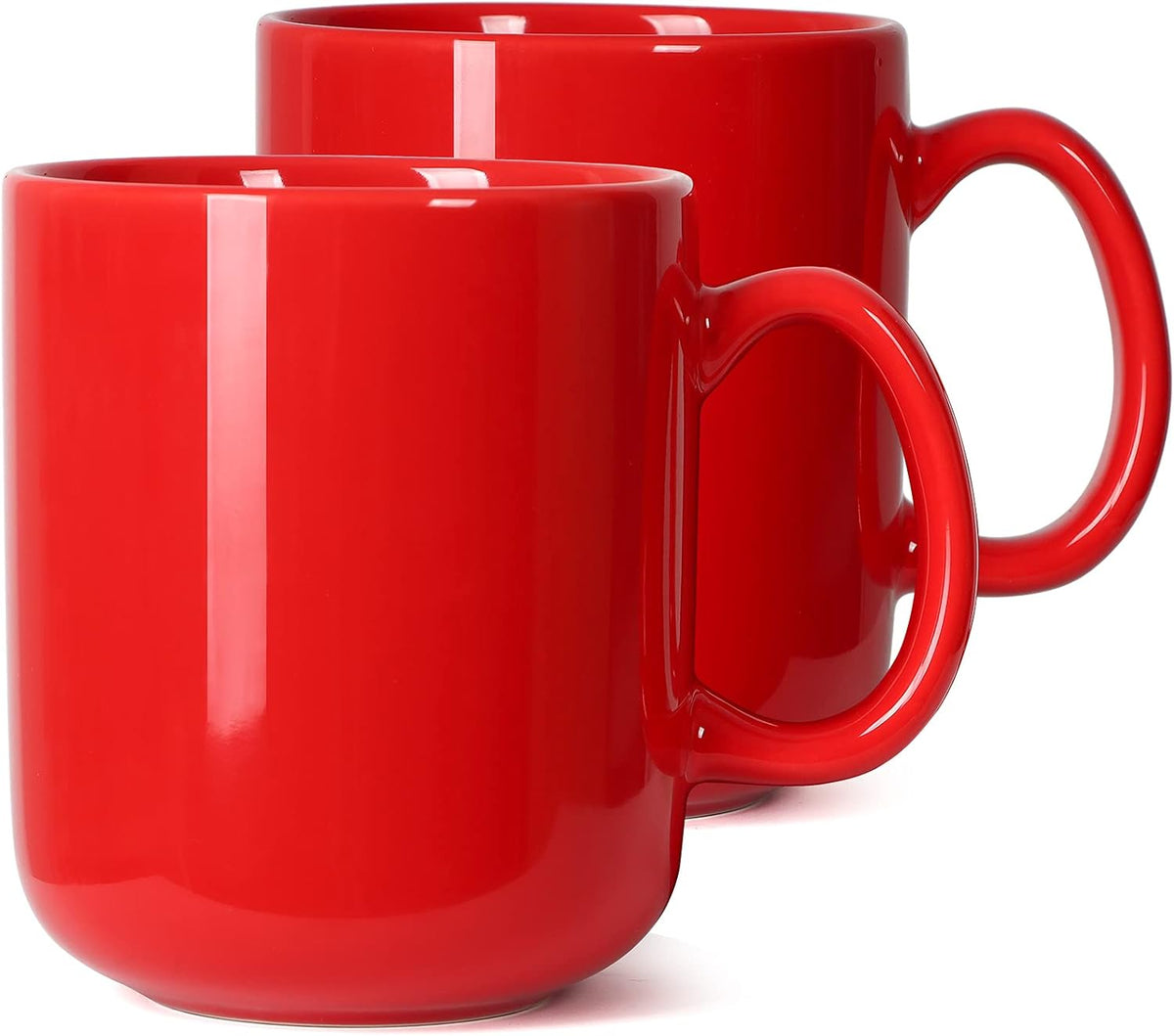 Smilatte 20 OZ Large Coffee Mug, M016 Plain Ceramic Boss Big Tea Cup with Handle for Dad Men, Set of 2, Red