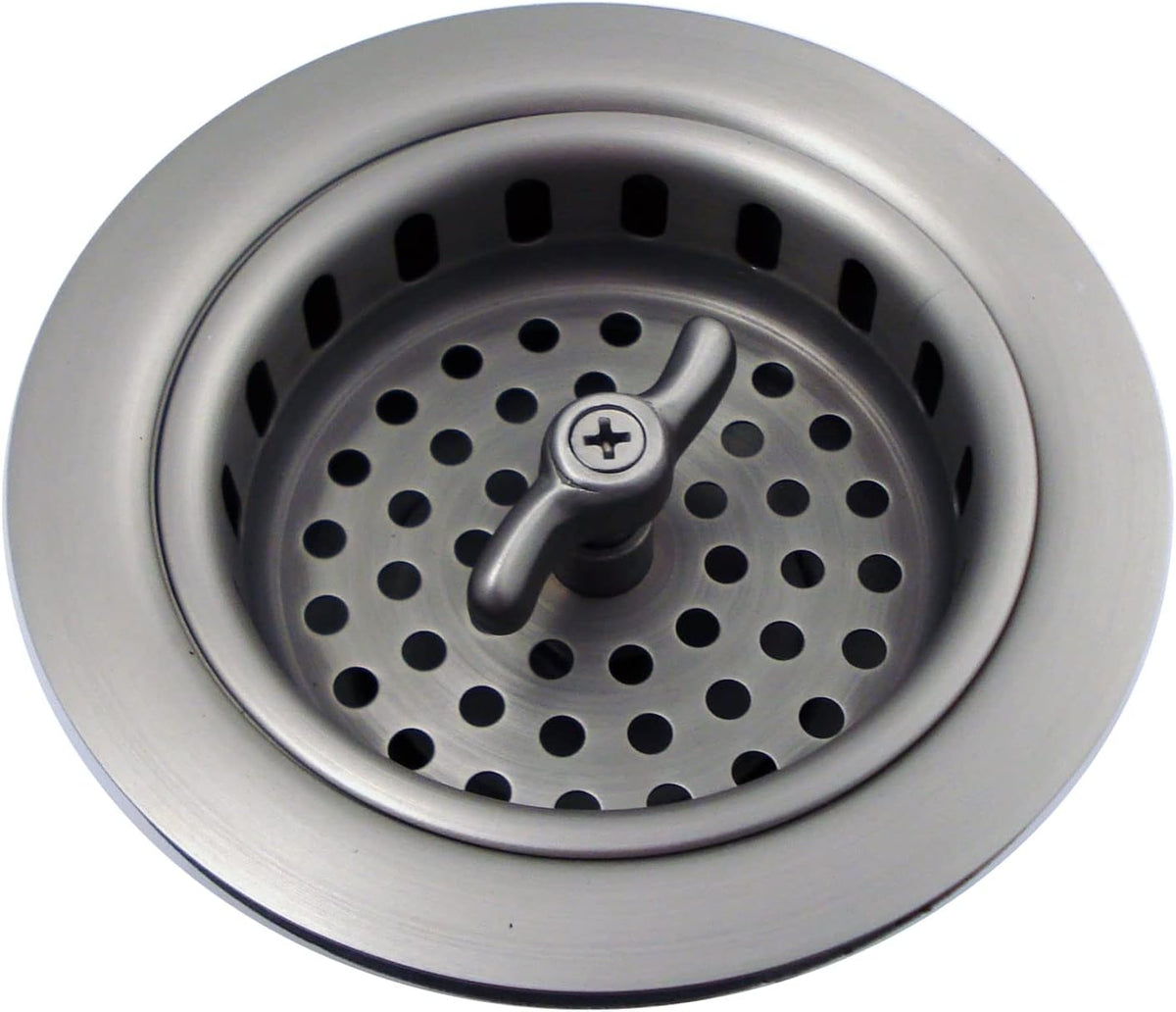Mr. Scrappy 3.5" Sink Drain Assembly with Twist Lock Basket Strainer, Solid Brass, Brushed Nickel