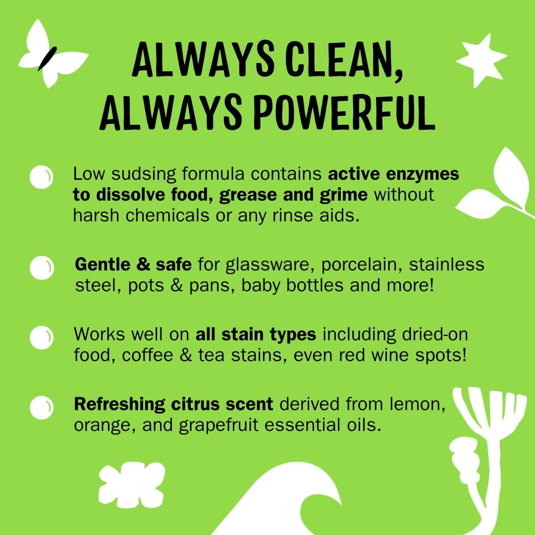 Molly's Suds Dishwasher Powder | Clean Dishwasher Detergent, Cuts Grease & Rinses Clean (Residue-Free) for Sparkling Dishes | 60 Loads (Citrus)