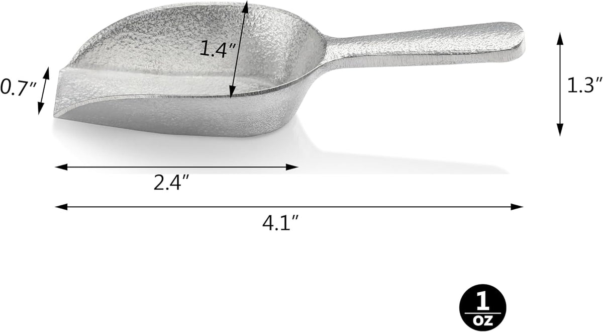 New Star Foodservice 34622 Cast Aluminum Flat Bottom Utility Scoop, 1oz, Extra Small Size, Silver (Hand Wash Only)
