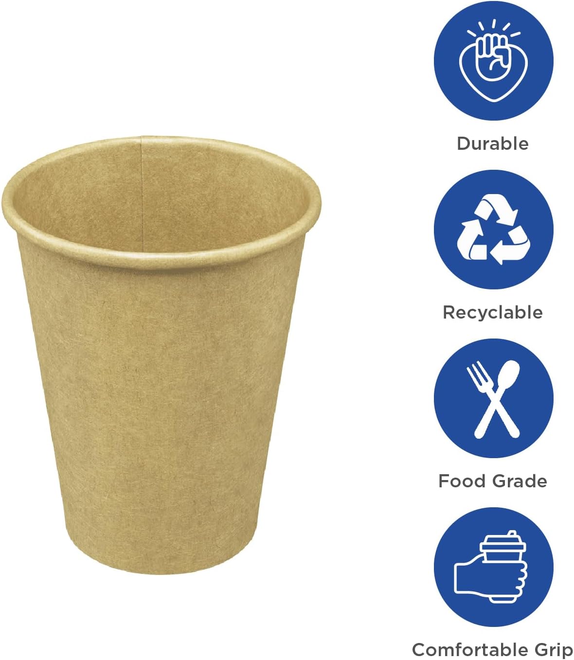 Karat 8oz Kraft Paper Coffee Cups [1,000 ct] Disposable, Leak-Resistant Double Poly-Lined Hot Cups | Ideal for Cafes & Offices, 80mm