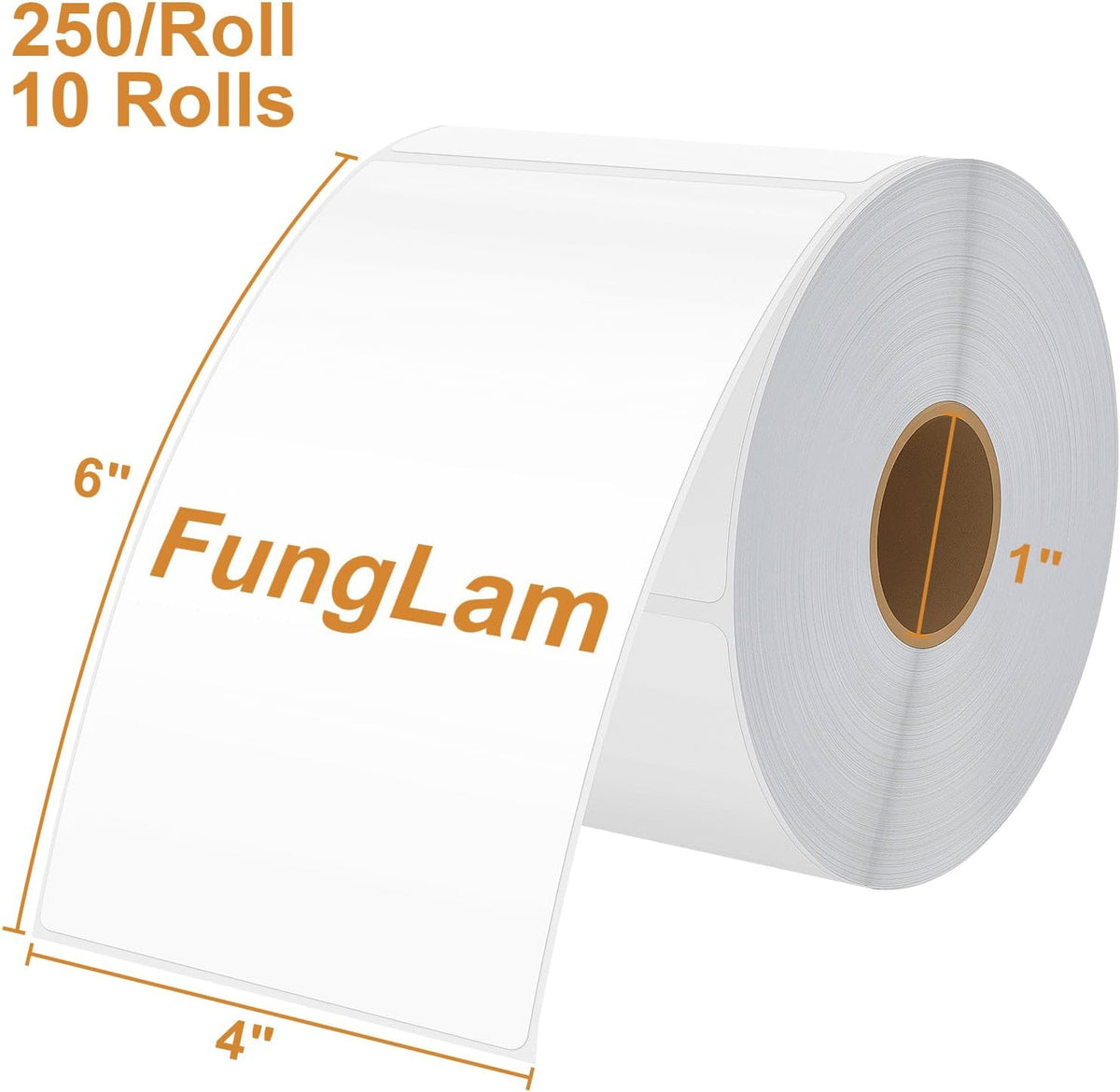 FungLam 10 Rolls 4"x6" Direct Thermal Printer Label, Shipping Labels Compatible with Zebra, Rollo and Most Thermal Printer, Perforated Postage Label Paper, 250 Labels/Roll