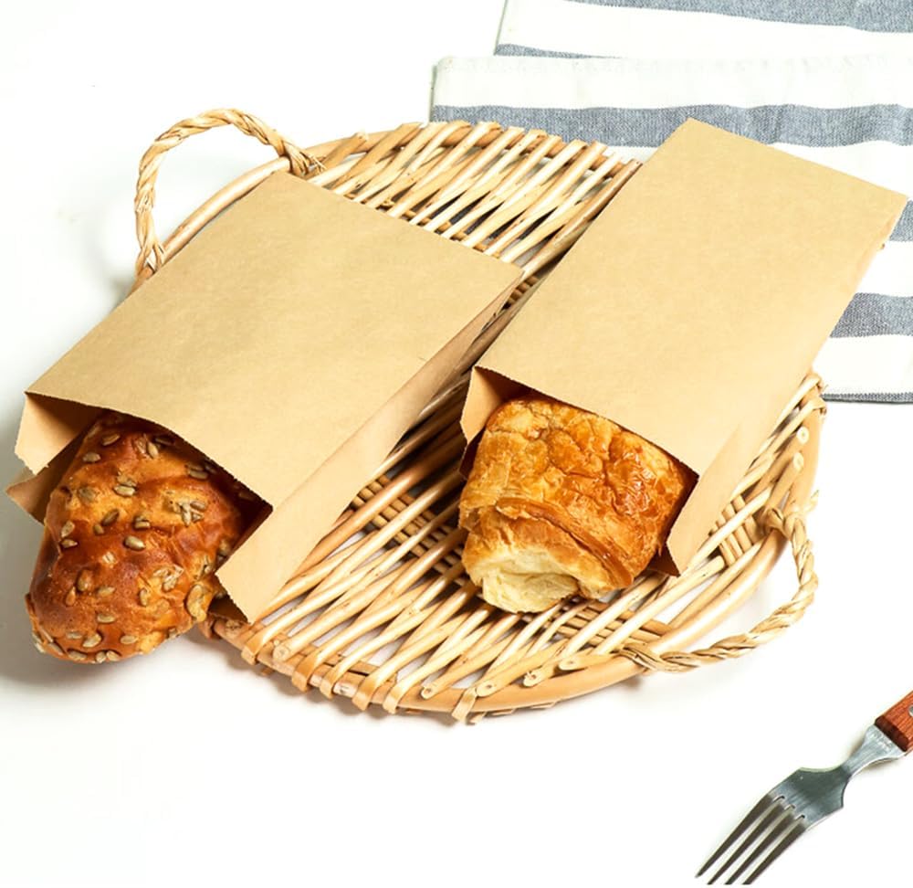 Paper Sandwich Bags 6 x 9.5 x 1.6-inch Parchment Wax Paper Sandwich Lunch Kraft Glassine Bakery Snack Cookies Treats Greaseproof Bags for Lunch Box 50 Pack