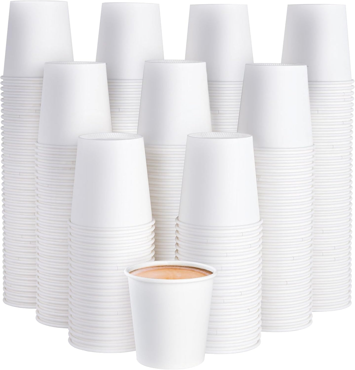 JOLLY PARTY 300 Pack 6 oz Disposable Paper Coffee Cup, Hot/Cold Beverage Drinking Cups for Water, White Paper Hot Coffee Cups