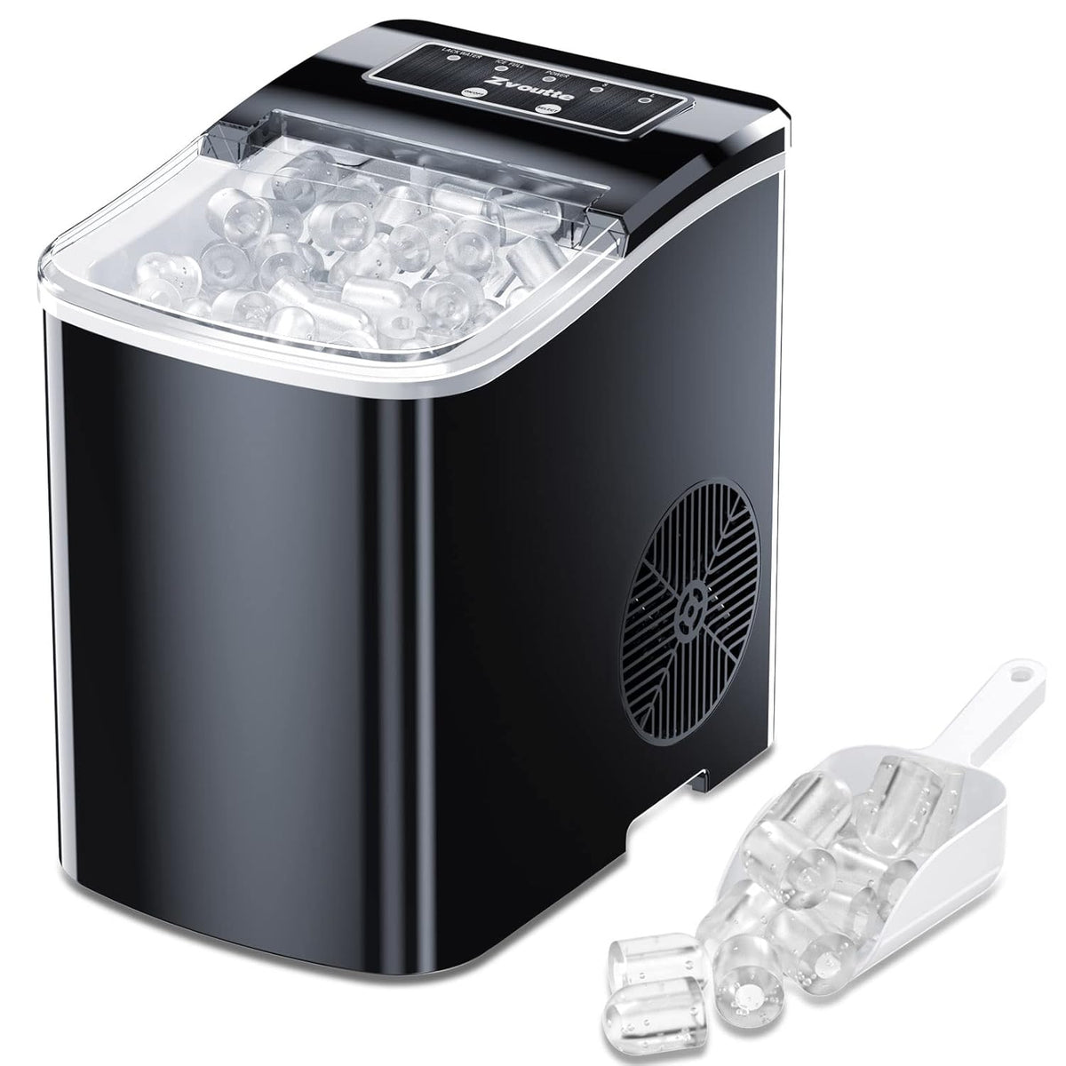 Portable Countertop Ice Maker Machine - with Ice Scoop, Basket, Makes 9 Ice Cubes in 8 Minutes, 26lbs/24 Hours, Self-Cleaning Countertop Ice Maker for Home/Office/Kitchen/Camping, Black