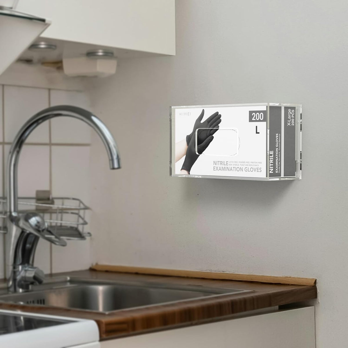 HIIMIEI Glove Holder for Wall Mount: Magnetic Gloves Box Holder, Acrylic Disposable Rubber Latex Glove Dispenser