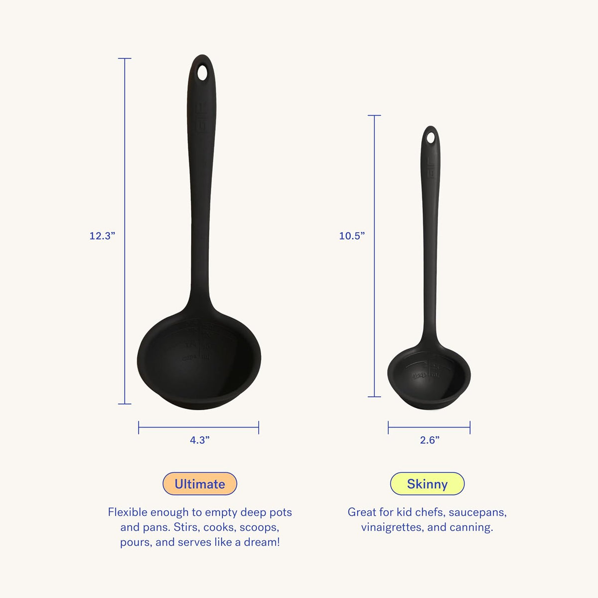 GIR: Get It Right Silicone Ladle Spoon –High Heat Resistant Kitchen Tool, Durable Cooking Utensil for Serving Soups, Stews, Sauces, and Dressings, Ultimate - 13IN - Slate