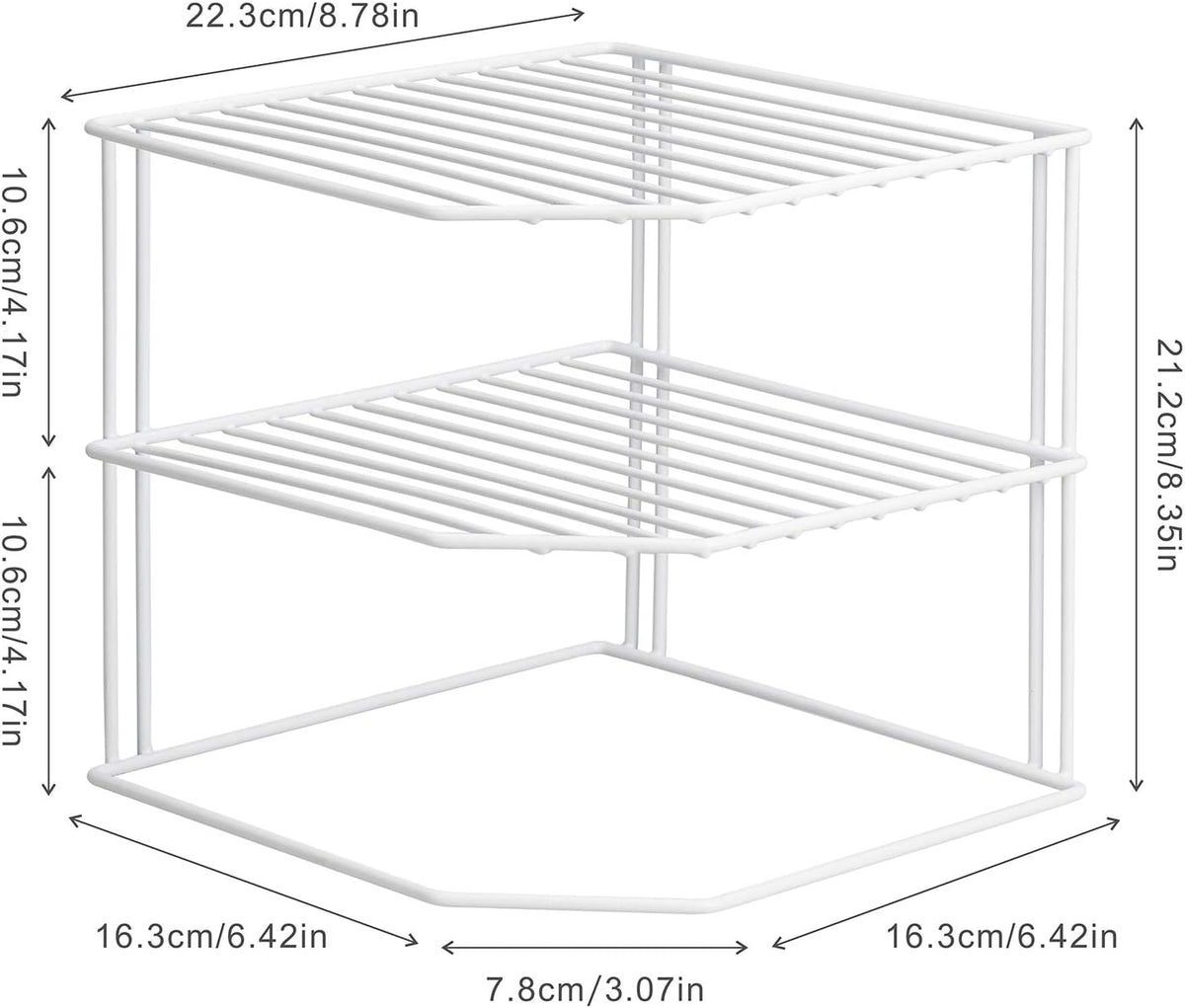 ROFAY Kitchen Cupboard Organiser, 3 Tier White Corner Plate Rack for Kitchen Cupboard Storage - Cupboard Shelf Insert Organiser (Pack of 2)