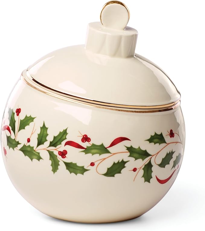 Lenox 890765 Holiday Ornament Candy Jar, Christmas Hosting