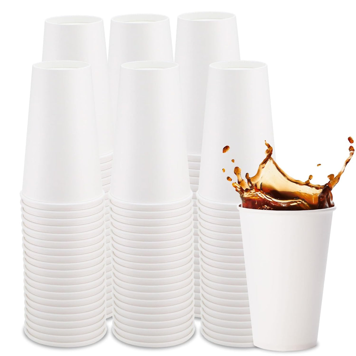 Freshware Coffee Cups 20 oz [300 Pack] Disposable Paper Cups for Hot or Iced Coffee Cup, Slushie Cup, Milkshakes, Smoothies, and Tea