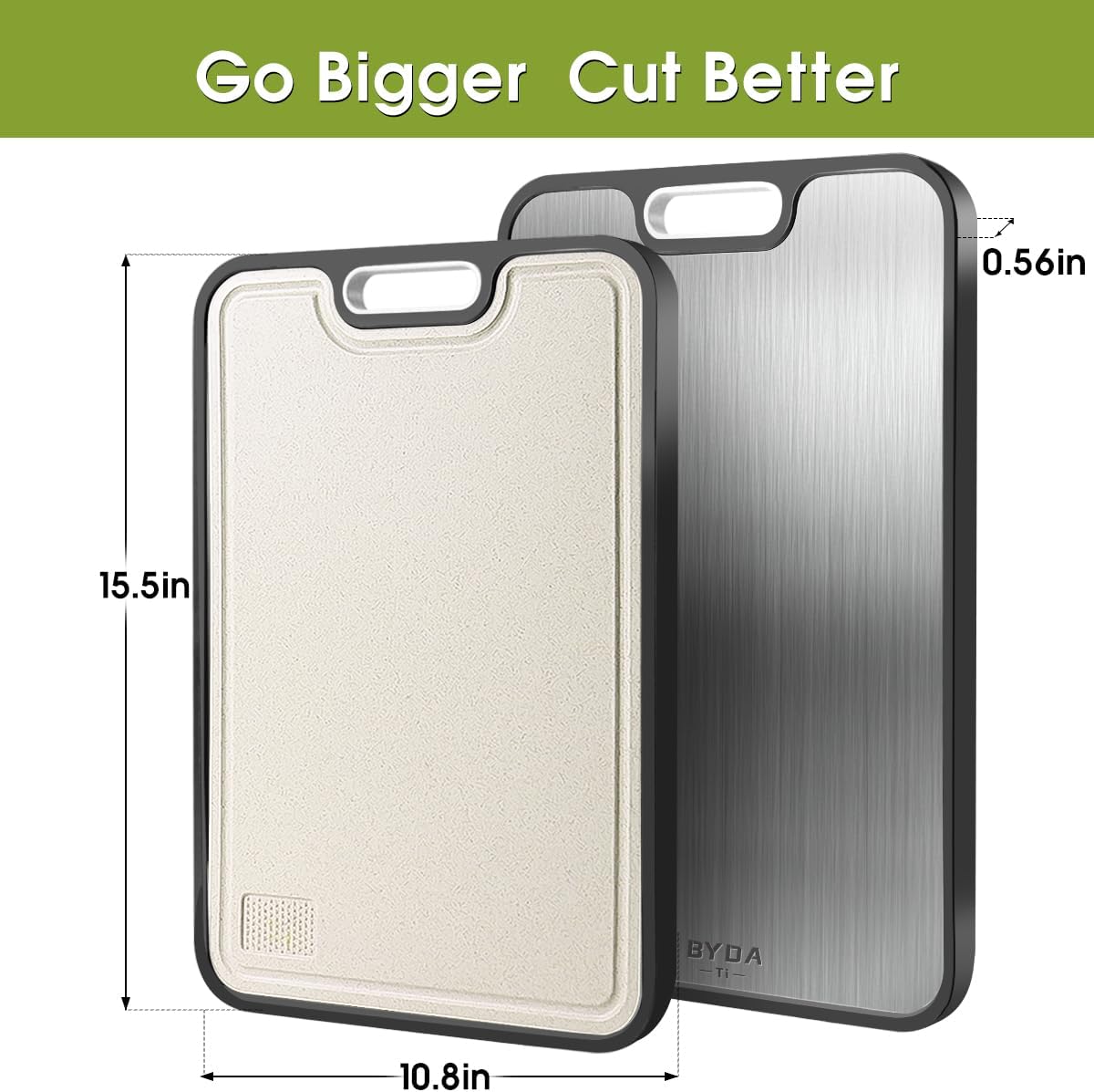 Titanium Cutting Board for Kitchen,Double Sided FoodGrade,Pure Titanium&Wheat Straw PP,Non-Toxic,Non-Slip,Dishwasher Safe,Ideal for Meat,Vegetables,Fruit