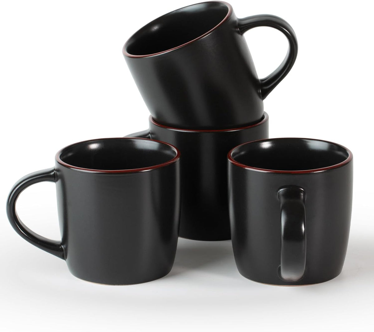 famiware Mercury Coffee Mugs 13 oz, Coffee Mugs Set of 4 with Handle, Cups for Latte, Hot Tea, Cappuccino, Mocha, Cocoa, Black
