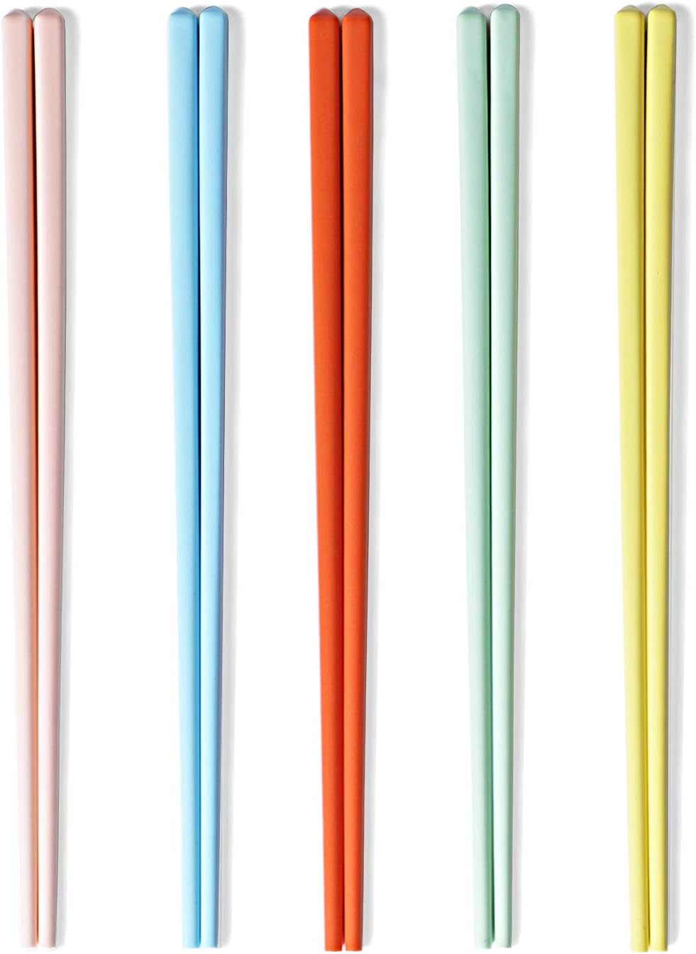 LEETOYI Ceramic Chopsticks Set of 5, Porcelain Chinese Chopsticks Easy To Clean, 9.6-Inch (MixColour)