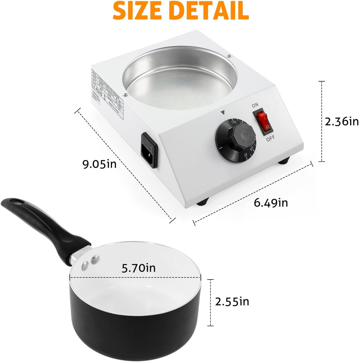 WICHEMI Chocolate Melting Pot Chocolate Tempering Machine Commercial Electric Chocolate Melter Fondue Pot for Chocolate, Butter, Cheese, Cream, Candy, Milk, Coffee, Desserts (Single Pot)