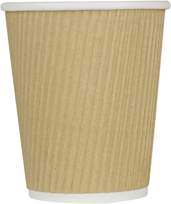 Karat 8 oz Ripple Insulated Coffee Cup [500 Count] Disposable Paper Hot Cup, Sturdy and Leak Proof, 80mm, No Lids