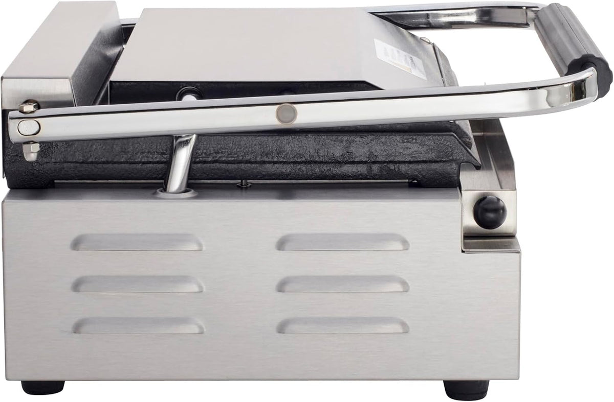 Kratos Commercial Electric Panini Sandwich Grill with Grooved Plates, 14" x 9" Cooking Surface, Commercial Countertop Panini Press, 120V, 1750W (29Y-020)