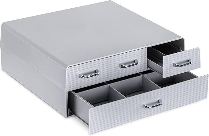 Navaris Coffee Pod Holder with 4 Drawers - Compatible with Nespresso, CBTL, K-Cups, Verismo - Capsule Storage Organizer 2-Tier Container Box - Gray
