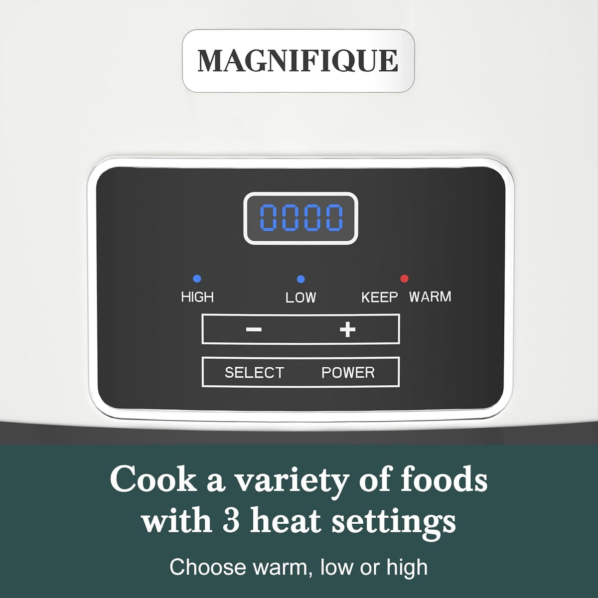 6-Quart Programmable Slow Cooker with Timer Keep Warm - Small Kitchen Appliance for Family Dinners - Serves 6+ People - Heat Settings: Keep Warm(White, Black Liner)