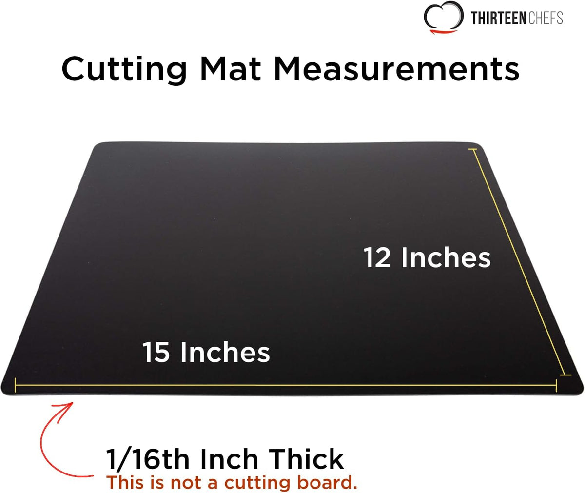 Commercial Grade Cutting Board Mats 15 x 12 Inch - 4 Pack Set, Flexible 1/16" Inch Thick Black Plastic, Made from HDPE and NSF Approved for Food Service